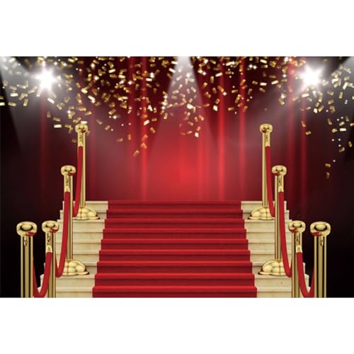 MIRRORANG 3x2,5m Rot Vorhang Hintergrund Rot Teppich Bühne Hintergrund Beleuchtung Schleife Hochzeitsfeier Hintergrund Der Eventfotografie Filmstar Feier Party Luxus Hintergrunddekoration, Vinyl von MIRRORANG