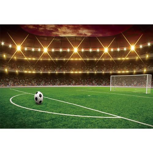 MIRRORANG 3x2m Fußball Hintergrund Fußballfeld Punktzahl Ziel Sport Thema Stadion Scheinwerfer Fotografie Hintergrund Sport Verein Jungs Männer Geburtstag Foto Studio Requisiten, Vinyl von MIRRORANG
