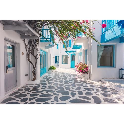 MIRRORANG 3x2m Griechenland Santorini Hintergrund Blau Architektur Santorini Sreet Hintergrund Hochzeit Flitterwochen Dekoration Brautdusche Party Reise Event Hintergrund für Fotografie, Vinyl MIRRORANG 3x2m Griechenland Santorini Hintergrund Blau Architektur Santorini Sreet Hintergrund Hochzeit Flitterwochen Dekoration Brautdusche Party Reise Event Hintergrund für Fotografie, Vinyl von MIRRORANG
