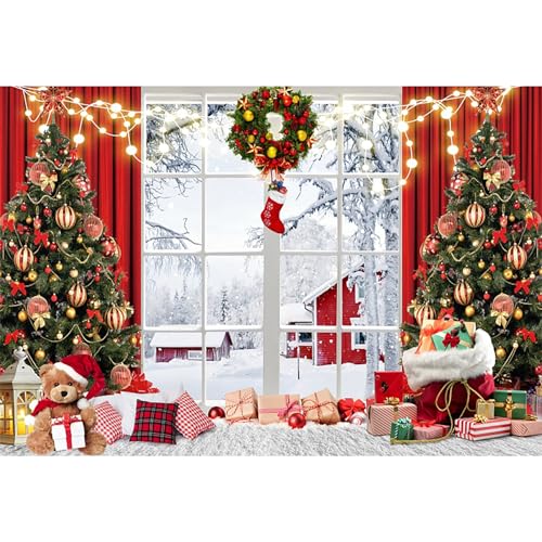 MIRRORANG 3x2m Weihnachten Hintergrund Winter Rot Vorhänge Weiß Fenster Weihnachtsbaum Kranz Fotografie Hintergründe Abend Urlaub Familie Party Banner Photo Booth Requisiten, Vinyl MIRRORANG 3x2m Weihnachten Hintergrund Winter Rot Vorhänge Weiß Fenster Weihnachtsbaum Kranz Fotografie Hintergründe Abend Urlaub Familie Party Banner Photo Booth Requisiten, Vinyl von MIRRORANG