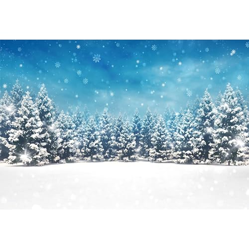 MIRRORANG 3x2m Winter Schnee Foto Hintergrund Wald Schneeflocken Zeder Schnee natürliche Landschaft Hintergrund Fotografie Hochzeit Geburtstag Party Baby Dusche Dekorationen Banner, Vinyl von MIRRORANG