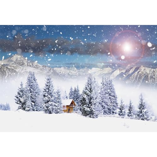 MIRRORANG 3x2m Winter Wald Landschaft Hintergrund Schnee Berge Bäume Sonnenuntergang-Szene Fotografie Hintergrund Weihnachten Party Dekoration Neugeborenes Babydusche Geburtstag Banner, Vinyl von MIRRORANG