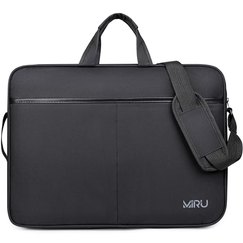MIRU Laptop-Tasche, wasserdicht, mit verstellbarem Gurt, stoßfest, für Schule, Universität und Büro, Schwarz , 17.3'' von MIRU