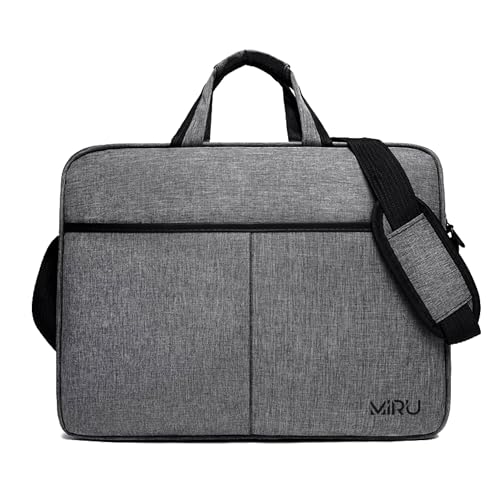 MIRU Laptop-Tasche, wasserdicht, mit verstellbarem Gurt, stoßfest, für Schule, Universität und Büro, grau, 15.6'' von MIRU