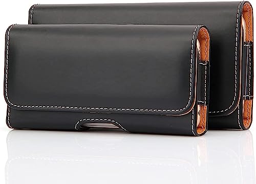 MISKQ Universal mobile phone case, belt style men's pockets, belt bag horizontal mobile phone case, for: Samsung Galaxy Note 20 Pro/S21 Plus/A52/A53/S21FE etc. Samsung mobile phone 5.7 inch or less (02 black) von MISKQ