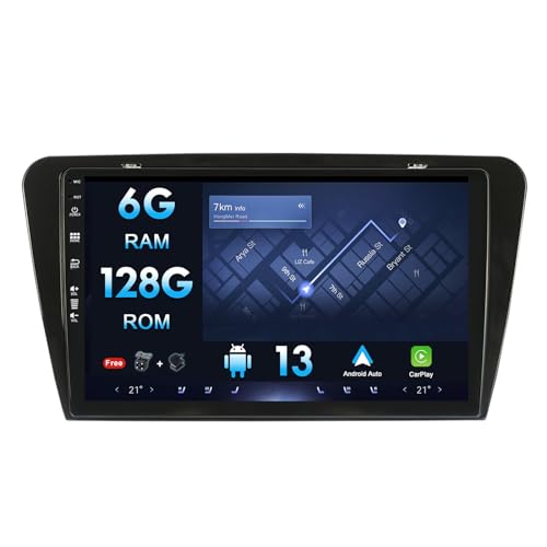 10 Zoll Android 12 Autoradio Für Skoda Octavia 3 A7 2013-2018, GPS Radio mit Navi Carplay Android Auto Unterstützt Lenkradsteuerung Bluetooth Mirrorlink FM AM RDS 360 Kamera von MISONDA