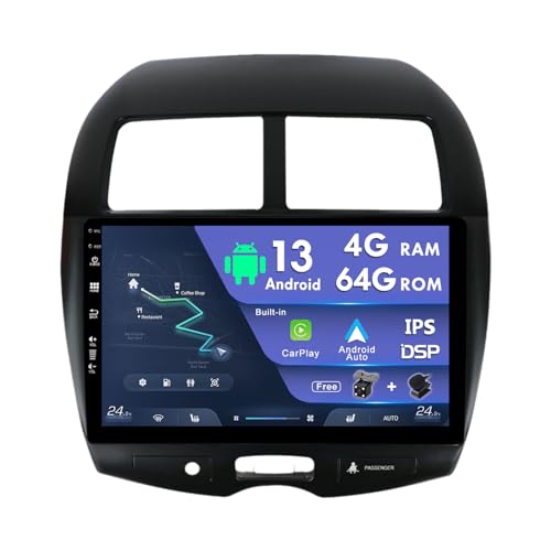 10 Zoll Android 12.0 Autoradio GPS Navi 4GB+64GB Für Mitsubishi ASX 1 2010-2016 Doppel Din Bluetooth Radio Spiegel Link Carplay DSP WiFi USB Lenkradsteuerung Kamera 64GB von MISONDA