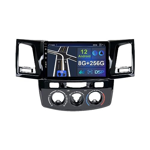 2 DIN Android 12 Autoradio GPS-Navigation für Toyota Fortuner Hilux Revo Vigo 2005–2008 | Mikrofon und Rückfahrkamera | 9 Zoll IPS | 8G+256G | Unterstützt DAB WiFi BT5.0 MirrorLink RDS FM AM von MISONDA