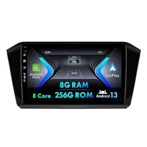 2 Din 10 Zoll IPS Android Autoradio für VW Passat B8 2015-2019 mit GPS Navi-Unterstützung | Bluetooth | DAB | USB | Carplay|Android Auto| WLAN | 4G|MirrorLink| RDS | USB | DSP | 8G+256G von MISONDA