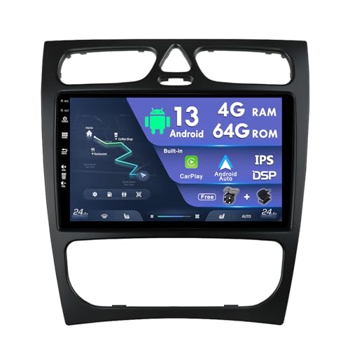 4G+64G Android Autoradio für Mercedes Benz C-Klasse W203 C200 C320 C350 CLK W209 (2002-2005) – [CarPlay/Android Auto/Eingebauter DSP] ​​– Kostenlose Kameraunterstützung DAB/SWC/MirrorLink/WiFi/USB von MISONDA