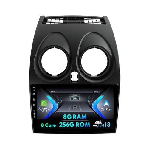 [8G+256G] 2-Din-Autoradio für Nissan Qashqai J10 2006–2013, mit GPS-Navi – 9 Zoll IPS – Kamera + kostenloses Mikrofon DSP+Carplay unterstützt BT5.0/WLAN/SWC/DAB+ von MISONDA