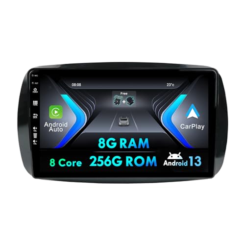 8G+256G Android 12 Autoradio Stereo Für Mercedes Benz Smart 453 Fortwo 2014-2020 Mit GPS Navi Bluetooth MirrorLink RDS FM WiFi Rückfahrkamera Carplay DSP AUX 2 DIN von MISONDA