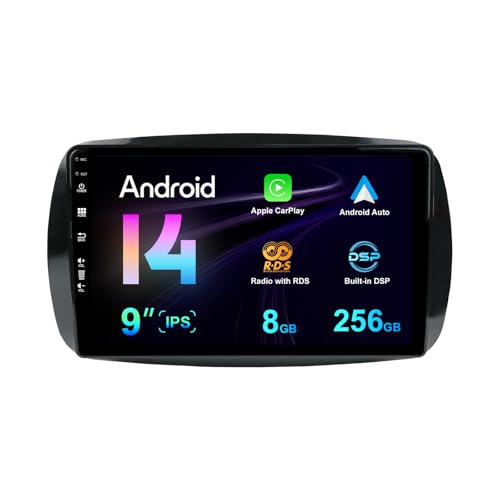 8G+256G Android 12 Autoradio Stereo Für Mercedes Benz Smart 453 Fortwo 2014-2020 Mit GPS Navi Bluetooth MirrorLink RDS FM WiFi Rückfahrkamera Carplay DSP AUX 2 DIN von MISONDA