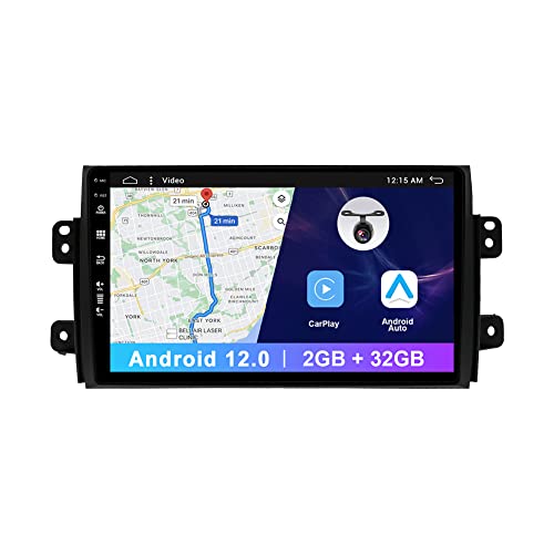9" IPS Touch Screen Quad Core Android 12 Autoradio Für Suzuki SX4 2006-2013/Für FIAT Sedici 2005-2014 GPS Sat NAV Unterstützen DAB CarPlay/Android Auto/BT/WiFi/Fastboot/SWC - 2G+32G von MISONDA