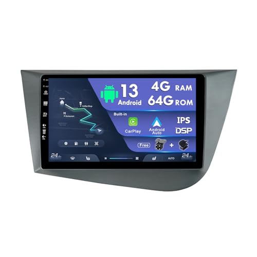 9 Zoll 2 Din Android Autoradio Autoradio für Seat Leon MK2 2005-2012 Radio mit GPS Navi Unterstützung Bluetooth | DAB+ | USB | Autospiel | WLAN | 4G| Mirror-Link | RDS | USB 4G+64G von MISONDA