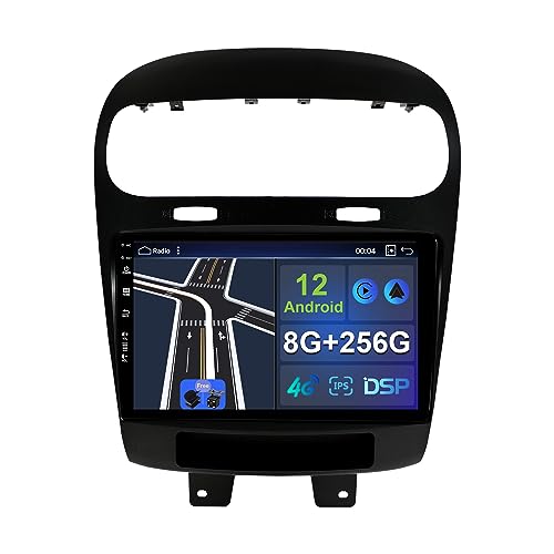 9 Zoll IPS 2 Din [8G+256G] Android 12 Autoradio für Dodge Journey FIAT Leap Freemont 2011–2020 Rückfahrkamera + kostenloses Mikrofon – unterstützt Carplay DSP Lenkradsteuerung WiFi DAB BT GPS von MISONDA