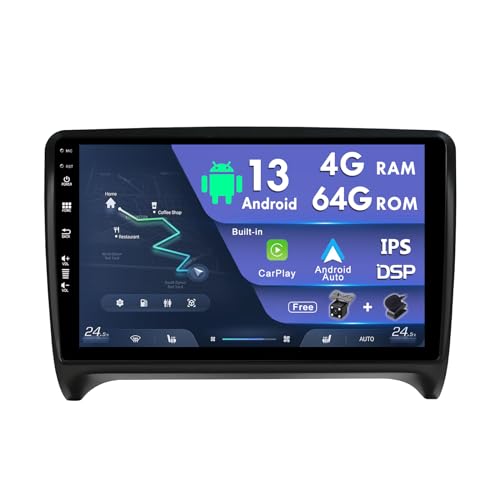 9 Zoll IPS 2 Din Android Autoradio Passt Für Audi TT MK2 8J (2006-2012) - Eingebaut DSP/Carplay/Android Auto/GPS Navi/SWC - Free Kamera + MIC - SWC WiFi DAB 360-Camera Fast-Boot 4G+64G von MISONDA