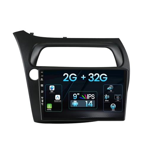 9 Zoll IPS 2 Din Android 12.0 Autoradio für Honda Civic Hatchback 2006–2011 GPS-Navigation Carplay Bluetooth FM WiFi SWC RDS DAB USB-Kamera-2G+32G von MISONDA