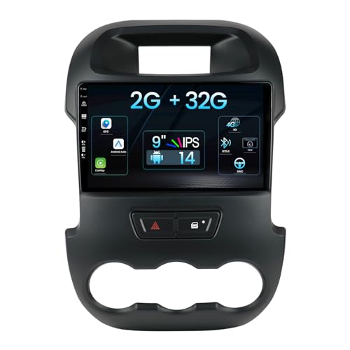 9 Zoll IPS 2 Din Android 14 Autoradio für Ford Ranger XLT 2011-2016 Kostenlos RDS Kamerahalterung Lenkradsteuerung WiFi DAB BT GPS Navi Carplay- 2G + 32G von MISONDA