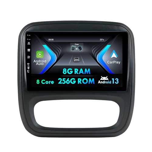 9 Zoll IPS Android Autoradio Passt Für Renault Trafic 3 2014-2021/Für Opel Vivaro B 2014-2018 - KOSTENLOS Rückfahrkamera - Unterstützen GPS DAB Lenkradsteuerung 4G WiFi BTCarplay 360 Kamera-8G+256G von MISONDA