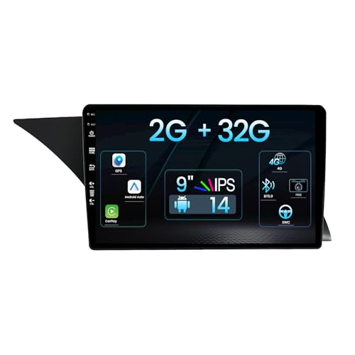 9 Zoll IPS Android 14 Doppel Din Autoradio GPS Navigations Stereo Player für Mercedes Benz GLK–Klasse X204 2012–2015 mit BT WiFi RDS Lenkradsteuerung, unterstützt DAB Carplay von MISONDA