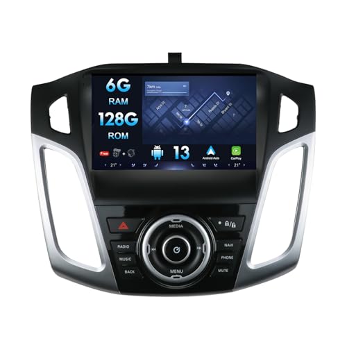 9" für Ford Focus 2012-2017 Android 12 Autoradio Stereo-Multimedia-Player GPS Navi SWC/DAB/Mirror Link/Carplay/360 Kamerafrei 4-LED-Kamera & MIC [6G+128G] von MISONDA