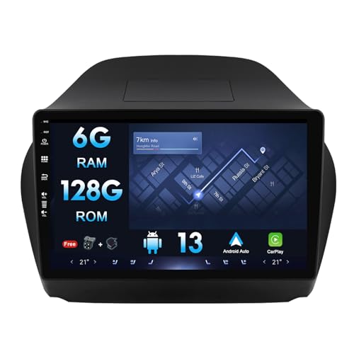 Android 12 Autoradio 10 Zoll Doppel Din Radio Für Hyundai Tucson 2 LM IX35 (2009-2015) mit GPS Navigation Bluetooth AM FM WiFi SWC Carplay DSP RDS DAB-6G+128G von MISONDA