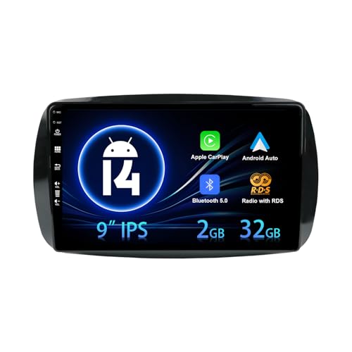 Android 12 Autoradio GPS-Navigation für Mercedes Benz Smart 453 Fortwo 2014–2020 – 9 Zoll – 2G+32G Kostenlose Rückfahrkamera-Unterstützung BT5.0/WLAN/SWC/DAB/Carplay von MISONDA