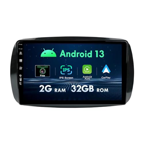 Android Autoradio GPS-Navigation für Mercedes Benz Smart 453 Fortwo 2014–2020 – 9 Zoll – 2G+32G Kostenlose Rückfahrkamera-Unterstützung BT5.0/WLAN/SWC/DAB/Carplay von MISONDA