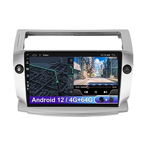 Android 12 Autoradio für Citroen C4/C-Triomphe/C-Quatre 2004–2009 – [4G + 64G] – integriertes DSP/Carplay – KOSTENLOSE MIC-Kamera – 9 Zoll IPS – WiFi BT Lenkradsteuerung DAB Schnellstart von MISONDA