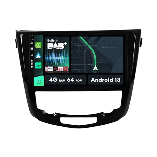 Integriertes DAB – 10 Zoll HD Touchscreen Android 12 Autoradio GPS Navi für Nissan X-Trail T32 2013–2017 Qashqai 2 J11 Carplay DSP Bluetooth 4 GB + 64 GB von MISONDA