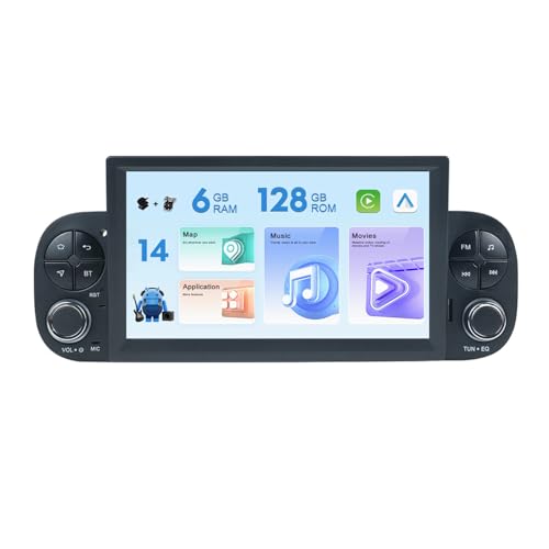 MISONDA [6G+128G] 7'' IPS Touch Screen Android 14 Autoradio Octa Core Für FIAT Panda 2013-2020 Eingebautes CarPlay/DSP Unterstützung WiFi/360 Kamera/DAB+ von MISONDA