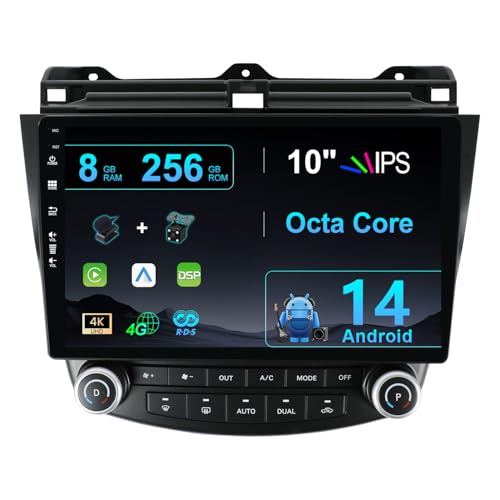 MISONDA [8G+256G] 10 Zoll IPS Android Autoradio für Honda Accord/Euro 2003–2008 | KameraFREI [CarPlay/Android Auto/DSP/integriertes GPS] | Lenkradsteuerung WiFi DAB BT5.0 Mirrorlink RDS von MISONDA