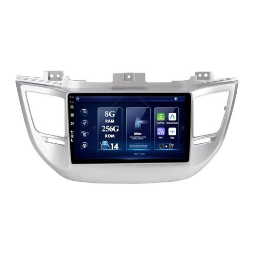 MISONDA [8G+256G]- 9 Zoll IPS Android 14 Doppel Din Autoradio Passt Für Hyundai Tucson TL 2016-2018- Kamera MIC-Unterstützung Lenkradsteuerung 4G WiFi DAB Carplay BT5.0 von MISONDA