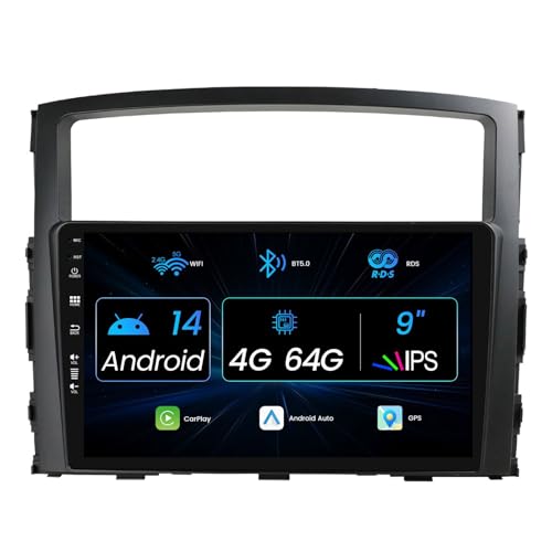 MISONDA 9" HD IPS Touchscreen Autoradio Android 14 Für Mitsubishi Pajero V80 V90 2006-2014-Kostenlos Rückfahrkamera-Mit Sat NAV GPS/BluetoothSpiegel Link/WLAN/Lenkradsteuerung/DAB-4G+64G von MISONDA
