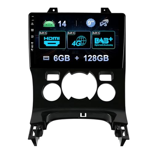 MISONDA 9 Zoll Android Autoradio Für Peugeot 3008/5008 (2009-2016) Eingebautes 4G DAB Carplay Android Auto mit GPS |Bluetooth |USB |WLAN |MirrorLink|RDS 6G+128G von MISONDA