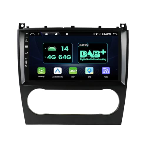 MISONDA 9 Zoll IPS DAB+ Android Doppel DIN Autoradio Für Mercedes-Benz C-Class W203 W209 C180 C200 CL203 C209 (2004-2007) Rückkamera|6G+128G|Carplay|DSP| Unterstützt WiFi/BT//MirrorLink/SWC/FM/RDS von MISONDA