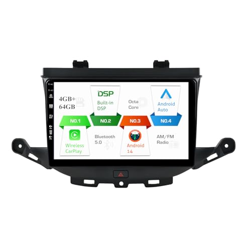MISONDA Android 14 Carplay Autoradio Für Opel Astra K 2015-2019, 4GB+64GB 9 Zoll IPS Touchscreen mit Carplay Android Auto Mirror Link Wetteranzeige SWC FM AM Bluetooth von MISONDA