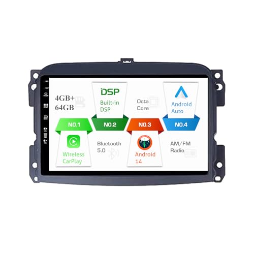 MISONDA Android 2 Din 10 Zoll IPS Autoradio Für FIAT 500L (2013-2019) mit GPS Navi Bluetooth Unterstützung | DAB | USB | Carplay|Android Auto| WLAN | 4G| Mirror-Link | RDS |SWC 4G+64G von MISONDA