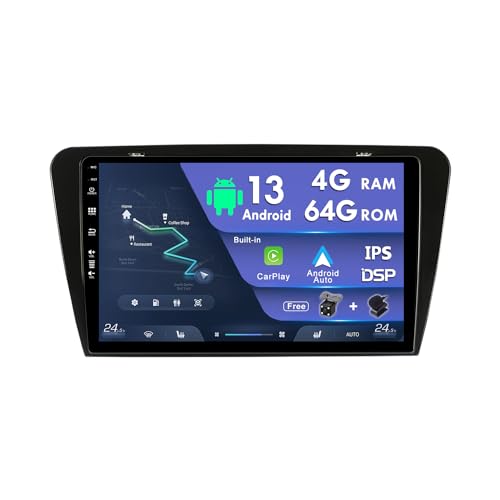 MISONDA Android 2 Din 10 Zoll IPS Autoradio für Skoda Octavia 3 A7 2013-2018 mit GPS Navi Bluetooth Unterstützung | DAB | USB | Carplay|Android Auto| WLAN | 4G| Mirror-Link | RDS |SWC 4G+64G von MISONDA
