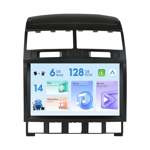 MISONDA Autoradio-Player für VW Touareg 7L 2002–2010, 22,9 cm (9 Zoll), IPS, Android 14, 6 GB + 128 GB, integrierter DSP/Carplay, Kamera + Mikrofon, unterstützt RDS, GPS, DAB, WLAN, BT5.0, SWC von MISONDA