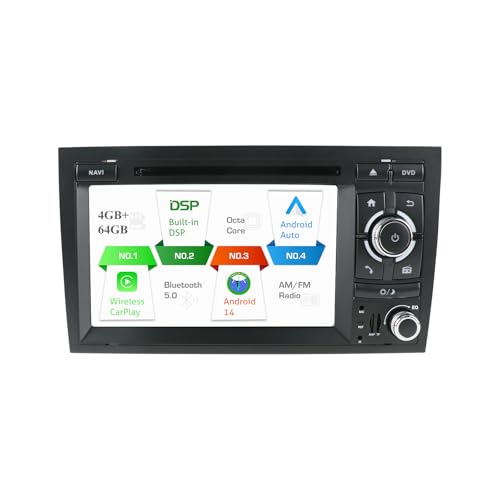 MISONDA Doppel-DIN Android 14 Autoradio für Audi A4 B6 B7 S4 RS4 SEAT 2003-2011 GPS-Navigation | Kamera | 7 Zoll | 4G+64G | Unterstützt DAB/WiFi/DVD/BT/USB/MirrorLink/SWC/FM MISONDA Doppel-DIN Android 14 Autoradio für Audi A4 B6 B7 S4 RS4 SEAT 2003-2011 GPS-Navigation | Kamera | 7 Zoll | 4G+64G | Unterstützt DAB/WiFi/DVD/BT/USB/MirrorLink/SWC/FM von MISONDA