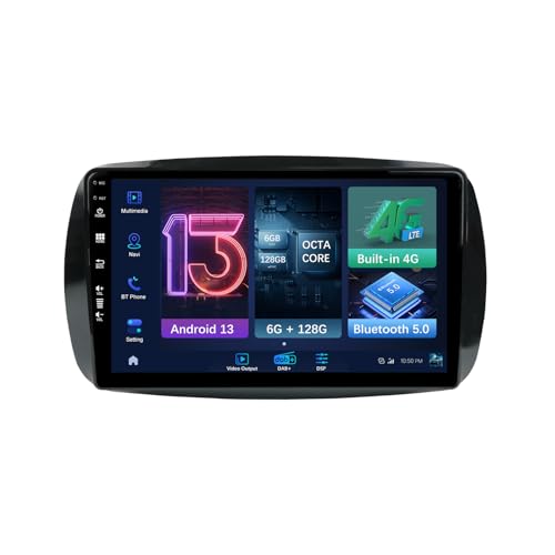 MISONDA [Eingebautes Carplay+DSP+4G+DAB+] 9 Zoll IPS Android Doppel DIN Autoradio Für Mercedes Benz Smart 453 Fortwo 2014-2020 Rückkamera&mic|6G+128G Unterstützt WiFi/BT5.0/SWC/FM/AM/RDS von MISONDA