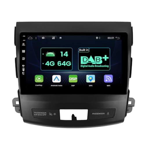 MISONDA [Eingebautes DAB+Carplay] Autoradio Android 14 Für Mitsubishi Outlander/Für Peugeot 4007 (2007–2013)|4G+64G| Rückfahrkamera|Unterstützt RDS/SWC/WiFi/BT von MISONDA