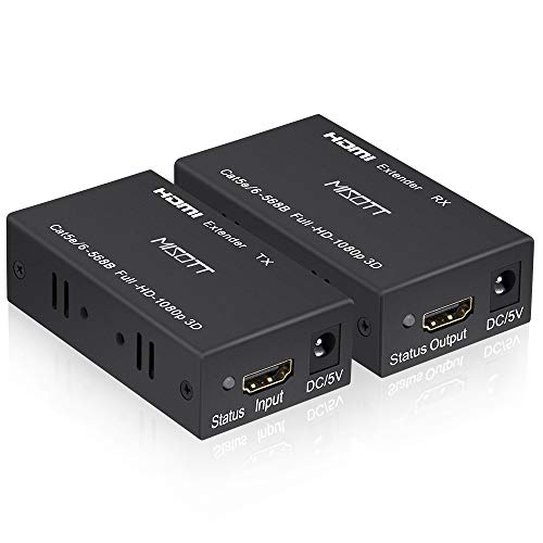 MISOTT HDMI Extender, 60 Meter HDMI-Extender (Tx + Rx) über Single RJ45 Cat5e Cat6e Cat7 Ethernet Kabel bis zu 60 m, Unterstützung 1080p, 3D, HDCP, EDID Verwaltung für PC, DVD, PS3, PS4, Laptop von MISOTT