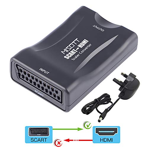 MISOTT Scart-zu-HDMI-Konverter für TV, Scart-zu-HDMI-Adapter, Scart-zu-HDMI-Kabel (Netzstecker im Lieferumfang enthalten) von MISOTT