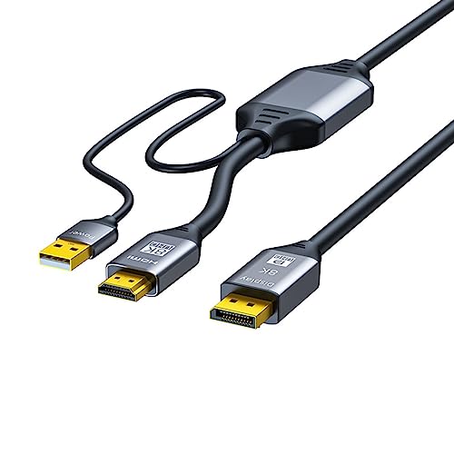 MISUVRSE HDMI2.1 auf DP1.4 Adapter auf DP-Stecker mit Chip-Display-Kabel für Monitor-Video-Konverter MISUVRSE HDMI2.1 auf DP1.4 Adapter auf DP-Stecker mit Chip-Display-Kabel für Monitor-Video-Konverter von MISUVRSE