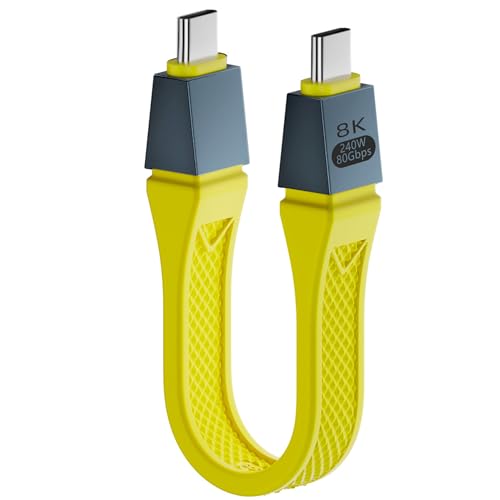 MISYNLON Kurzes Thunderbolt 5 Kabel, PD240W USB C zu USB C Schnellladekabel 80Gbps Datenübertragung bis zu 120Gbps Bandbreite Dual 8K 6K Video Sync Display, für Thunderbolt 5/4/3 USB4 Mac-mini-Gelb MISYNLON Kurzes Thunderbolt 5 Kabel, PD240W USB C zu USB C Schnellladekabel 80Gbps Datenübertragung bis zu 120Gbps Bandbreite Dual 8K 6K Video Sync Display, für Thunderbolt 5/4/3 USB4 Mac-mini-Gelb von MISYNLON