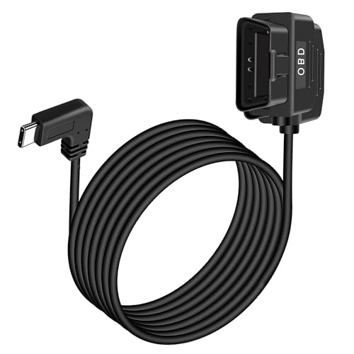 MISYNLON OBD OBD2 Hardwire Kit Stromkabel für Dash-Kamera mit USB Typ C 12-36V bis 5V 3A, Niederspannungsschutz 24h Parküberwachung/Acc-Modus mit Schalter für GPS,Radar-3,5M (90Grad USB C) von MISYNLON