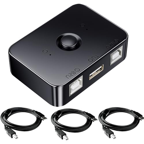 MISYNLON USB 2.0 Sharing Switch, 2-in-1 USB B Drucker, Schalter USB 2 Computer teilen mit LED-Licht, für Drucker, Scanner, Tastatur, inklusive 3 x 1,5 m USB 2.0 Kabel MISYNLON USB 2.0 Sharing Switch, 2-in-1 USB B Drucker, Schalter USB 2 Computer teilen mit LED-Licht, für Drucker, Scanner, Tastatur, inklusive 3 x 1,5 m USB 2.0 Kabel von MISYNLON